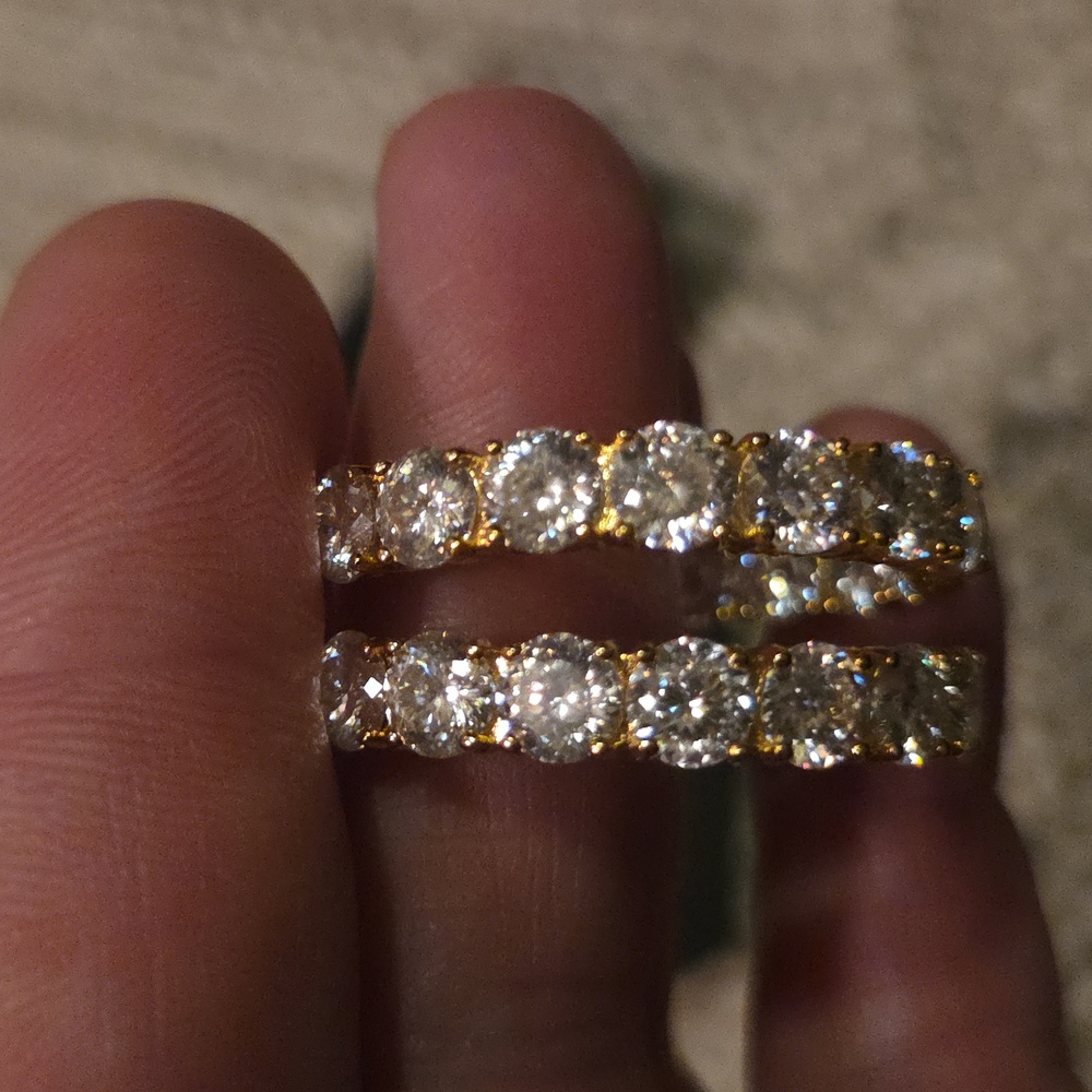 White Moissanite hoop earrings in 18k gold over sterling silver. NEW. - Picture 3 of 8
